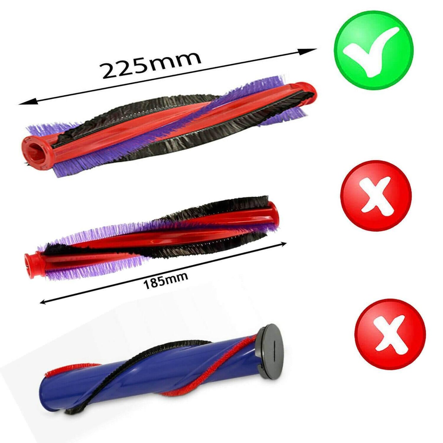 225mm Roller Brush Rotating Brushbar For Dyson V6 Cord Free Agitator Fibre Sparesbarn