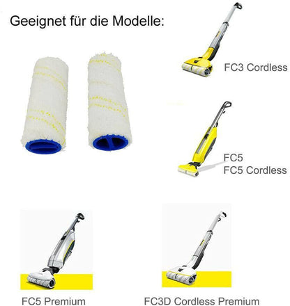 2x Roller Brush For Karcher FC3 FC5 Cordless Wet & Dry 2.055-007.0 Sparesbarn
