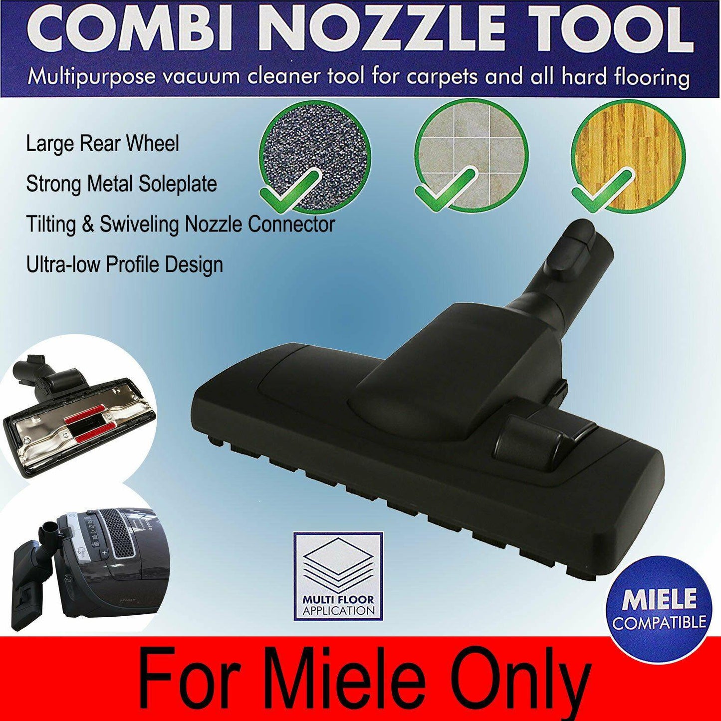 Robust Hard Floor Brush Nozzle Head For Miele S5360 S5361 Cat Dog M.A.X S5380 S5 Sparesbarn