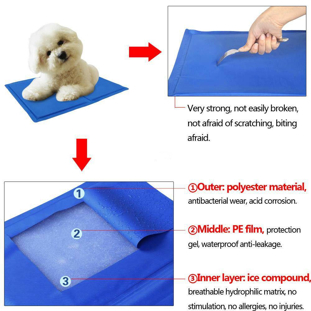 Pet Dog Cat Bed Non-Toxic Cooling Cool Water Cooling Gel Mat Summer Pad Sparesbarn