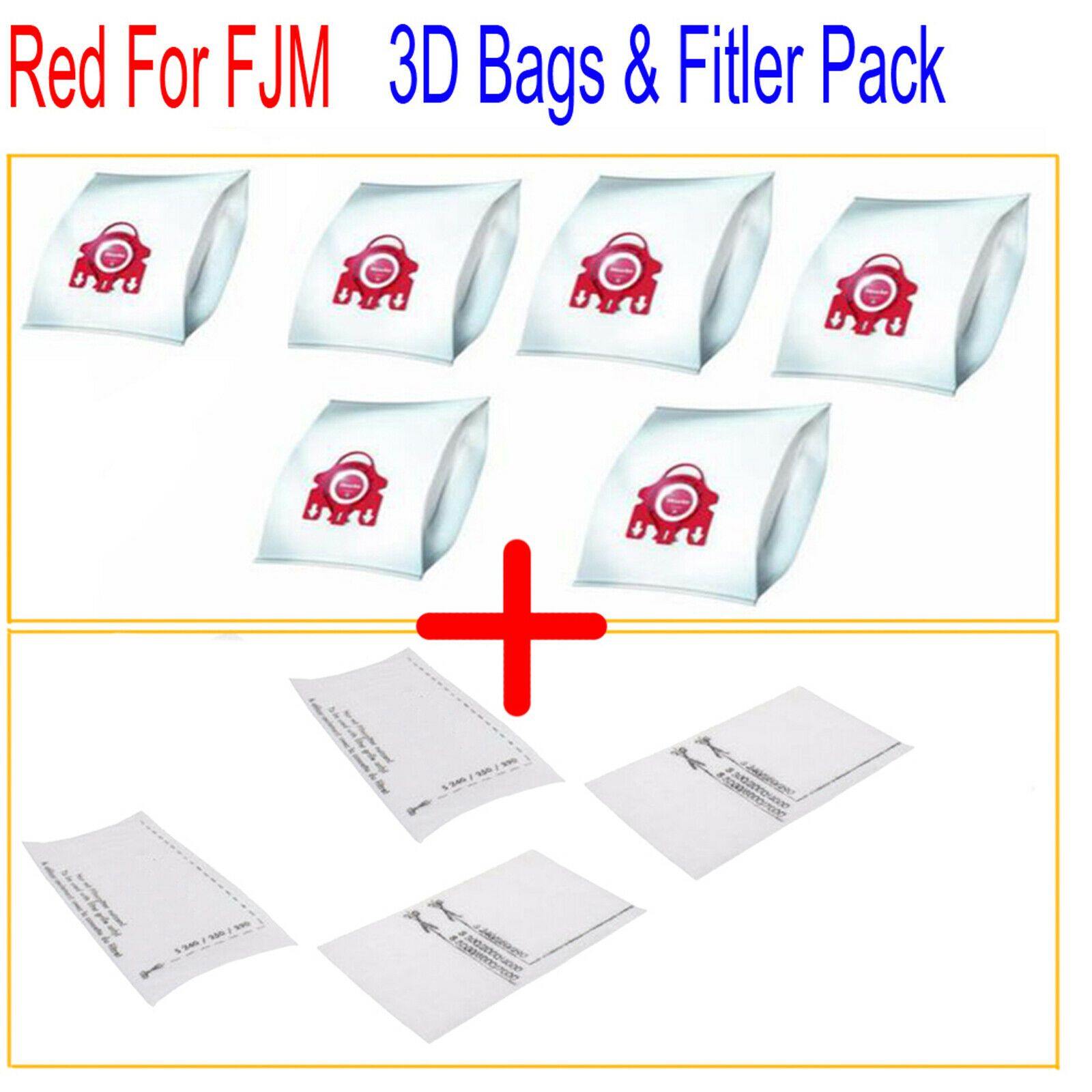 6X Vacuum Cleaner Bags + 4 Filters For Miele S312 S312i Festival Tri-Colour S324 Sparesbarn