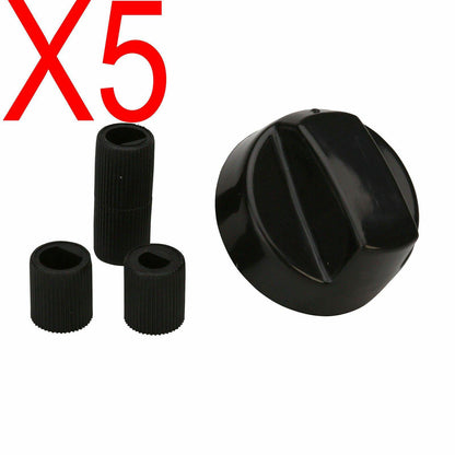 Universal Electrical Gas Stove Plastic knob Black With 3 D Shaft Inserts 5 Set Sparesbarn