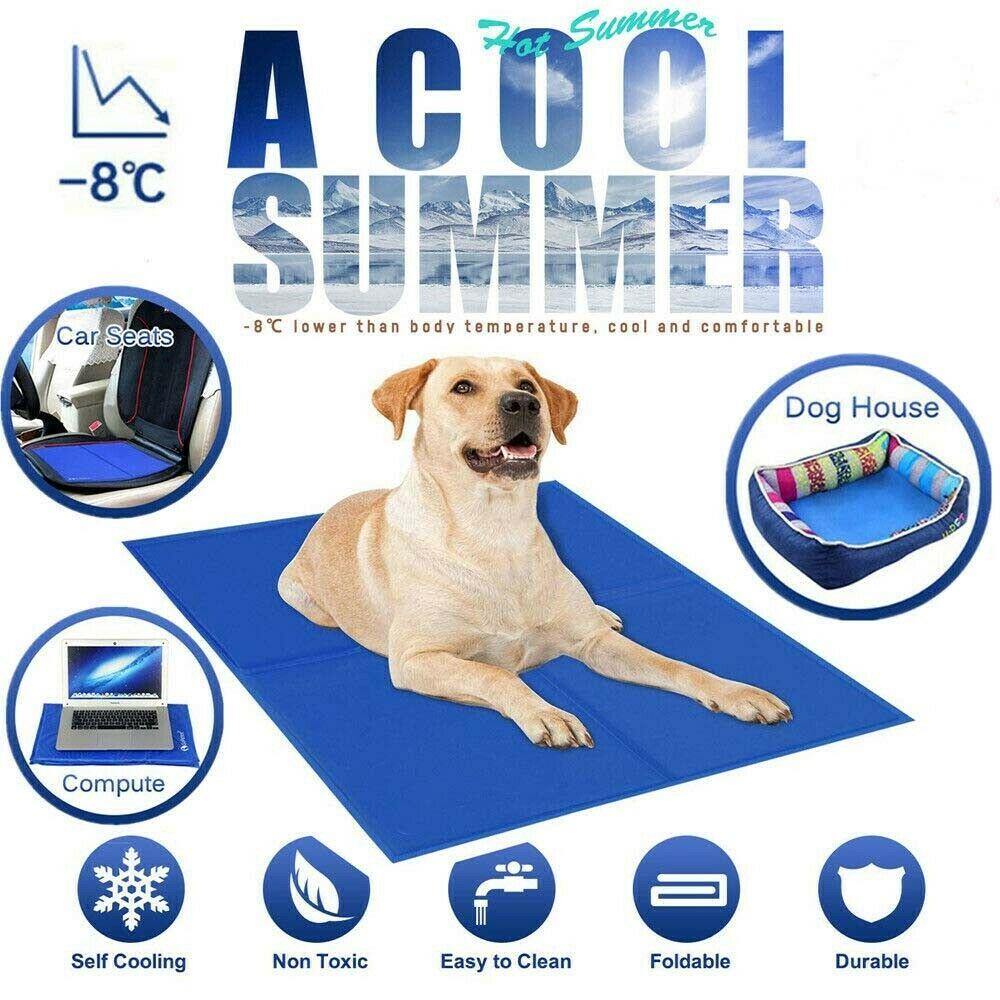 Pet Cool Gel Mat Dog Cat Bed Non-Toxic Cooling Dog Hot Summer Pad 50x90cm Sparesbarn