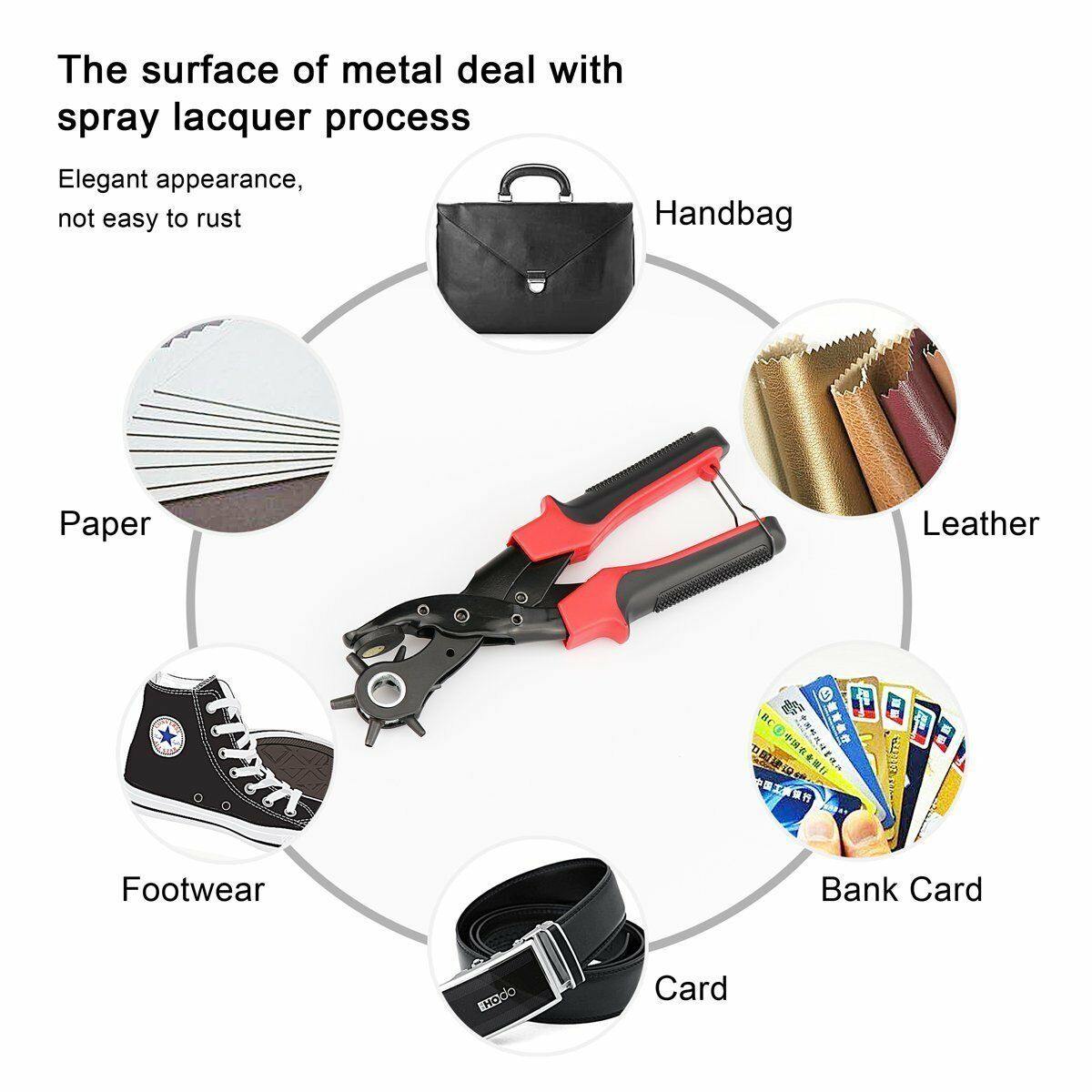 Multi-Size Revolving Leather Belt Eyelet Hole Punch Puncher Plier TPLIE1250 Sparesbarn