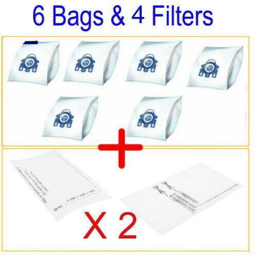 6 Synthetic Bags + 4 Filters For Miele S8310 S8320 S8330 S8840 S7510 S5261 Sparesbarn