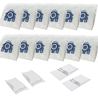 12 Synthetic Vacuum Bag + 8 Filter For Miele C2 C3 S5 S8 S5210 S5211 S8310 Sparesbarn