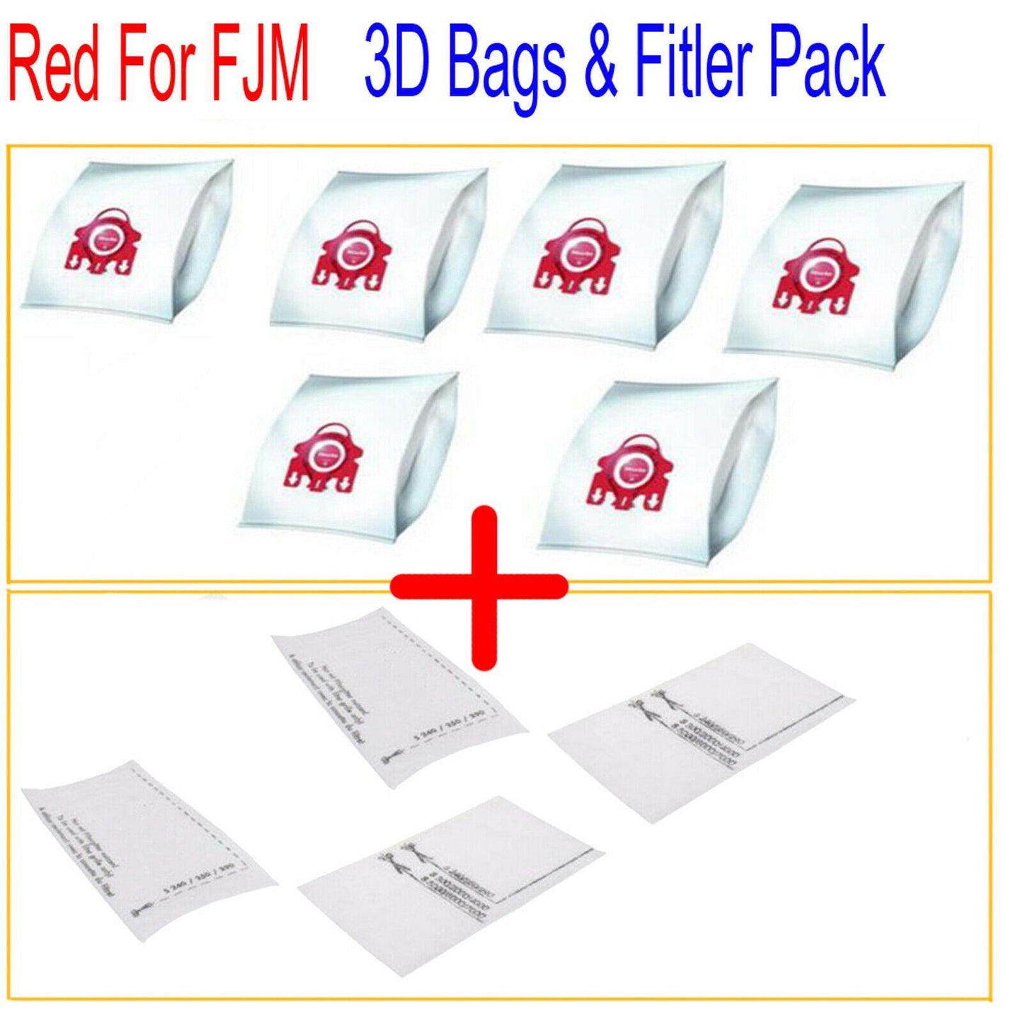 6 x Synthetic Dust Bags + 4 Filters For Miele S4210 Carina S4210 Capella S4211 Sparesbarn