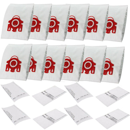 12 Synthetic Dust Bags & 8 Filters For Miele S312i Festival S318 MediVac S324 Sparesbarn