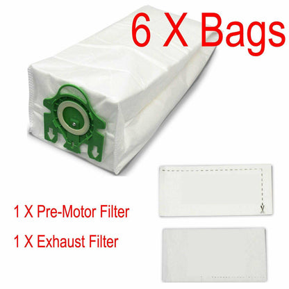 6X Synthetic Bags & 2 Filters For Miele S7 Upright Series S7210 S7580 7805130 Sparesbarn