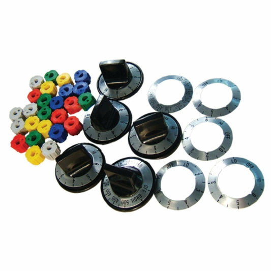 Universal Stove Oven Black Knob Kit: 5 Knobs, 25 Inserts Sparesbarn