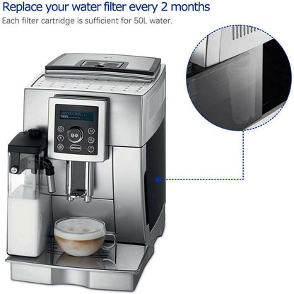 Coffee Machine Water Filter For Delonghi ECAM 350.55.SB ECAM350.55.B ECAM37095T Sparesbarn