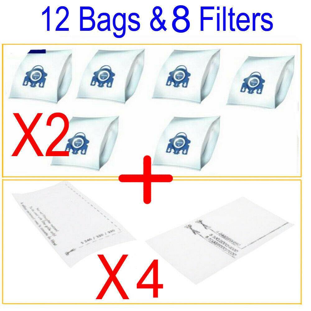 12 Vacuum Dust Bags & 8 Filters For Miele 3D GN C2 C3 S2 S5 S8 S5211 S5210 S8310 Sparesbarn