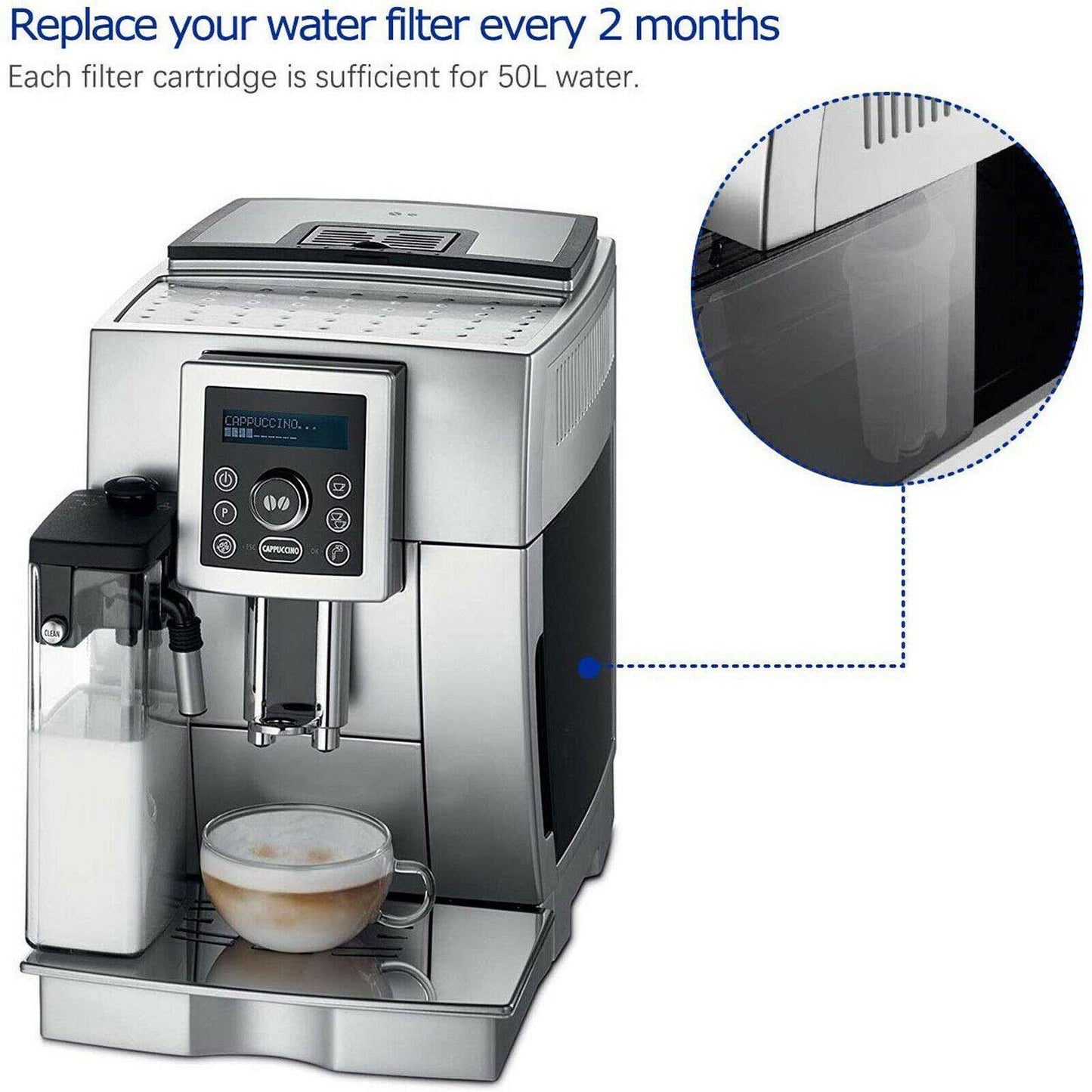 4x Coffee Water Filter For Delonghi DLSC002 ECAM 45.760.W Eletta Cappuccino Top Sparesbarn