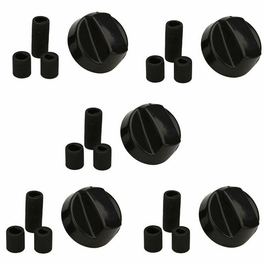 5 Set Black Universal Gas Cooker Oven Stove Knob Control Rotary with 3D Inserts Sparesbarn